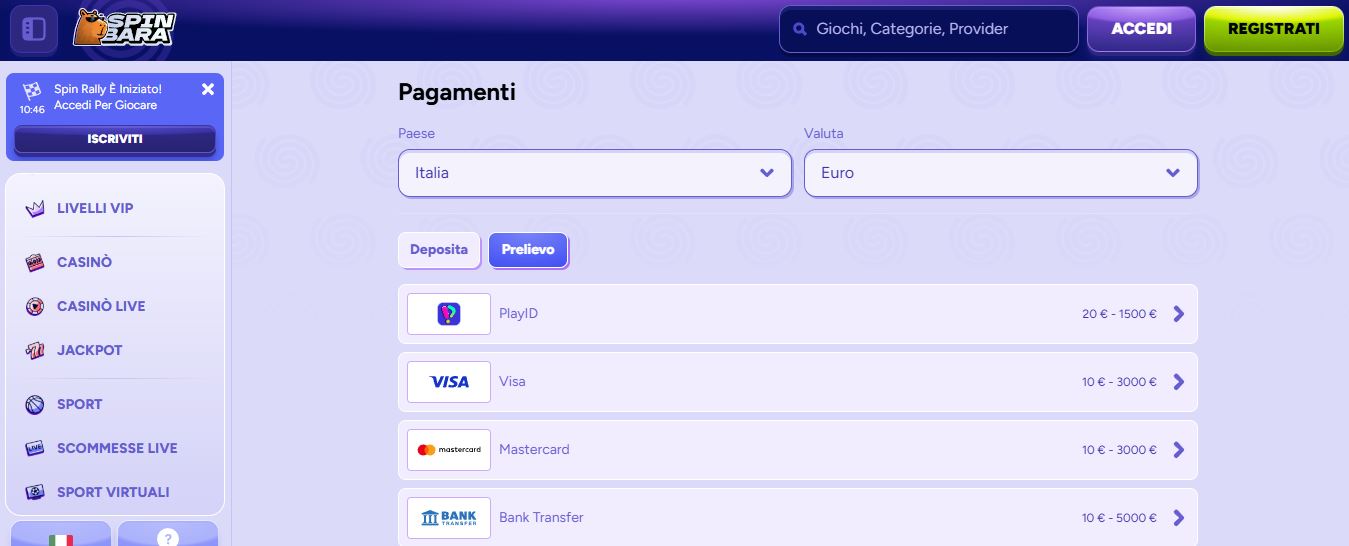 Preleva in euro